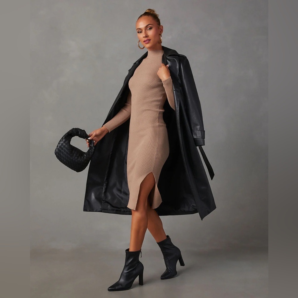 Vici Essential Mock Neck Knit Midi Dress